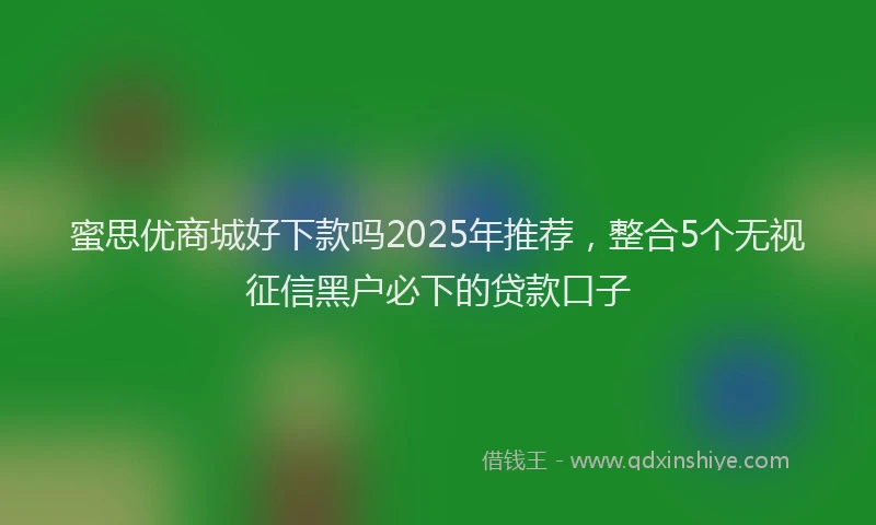 蜜思优商城好下款吗2025年推荐，整合5个无视征信黑户必下的贷款口子