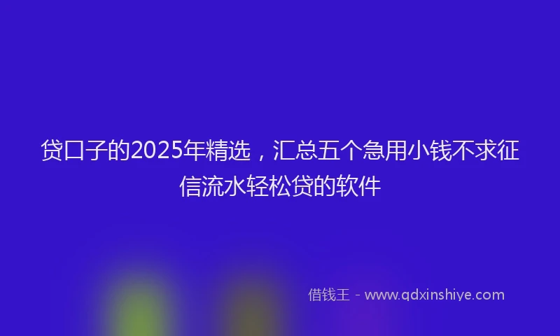 贷口子的2025年精选，汇总五个急用小钱不求征信流水轻松贷的软件