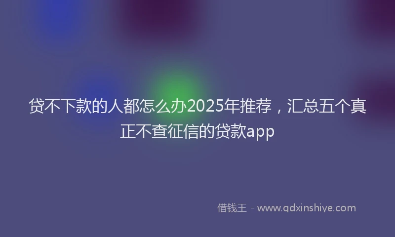 贷不下款的人都怎么办2025年推荐，汇总五个真正不查征信的贷款app