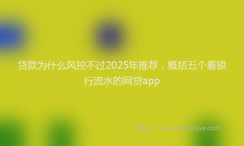 贷款为什么风控不过2025年推荐，概括五个看银行流水的网贷app