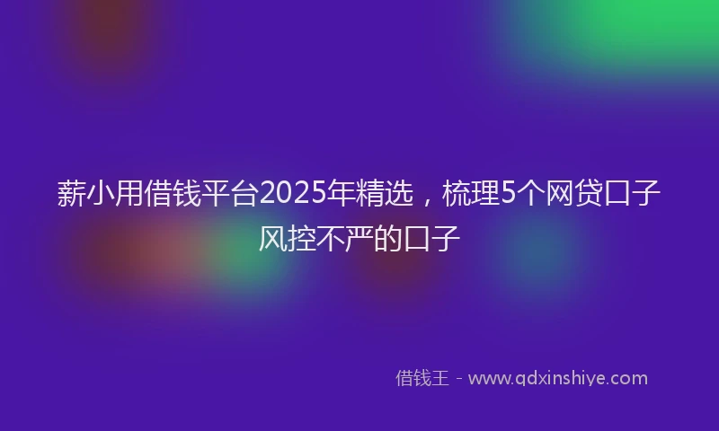 薪小用借钱平台2025年精选，梳理5个网贷口子风控不严的口子