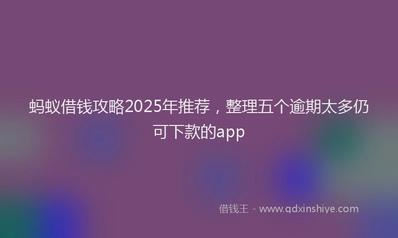 蚂蚁借钱攻略2025年推荐，整理五个逾期太多仍可下款的app