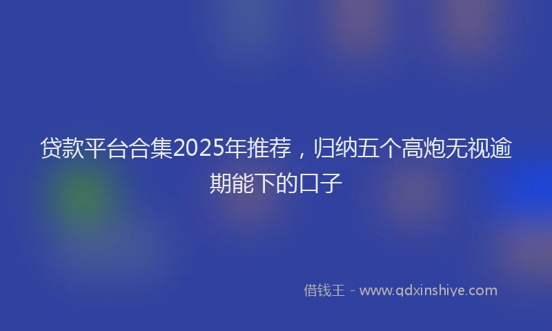 贷款平台合集2025年推荐，归纳五个高炮无视逾期能下的口子