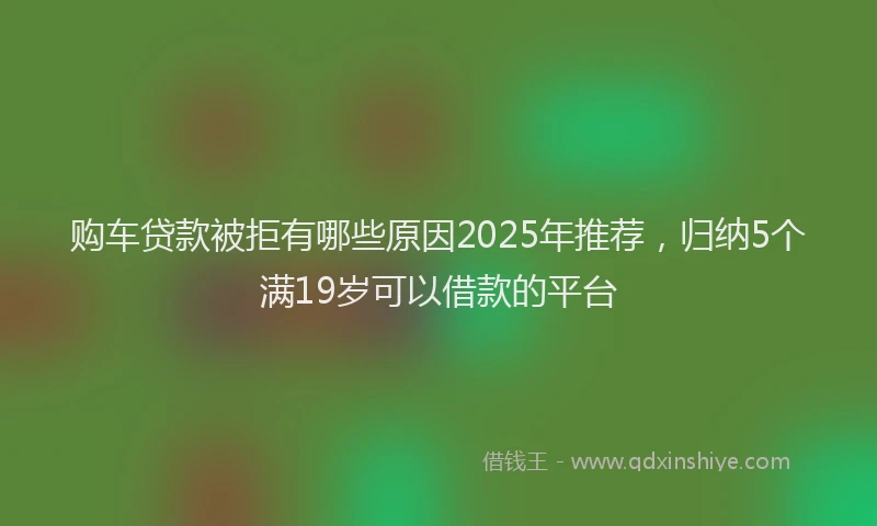 购车贷款被拒有哪些原因2025年推荐，归纳5个满19岁可以借款的平台