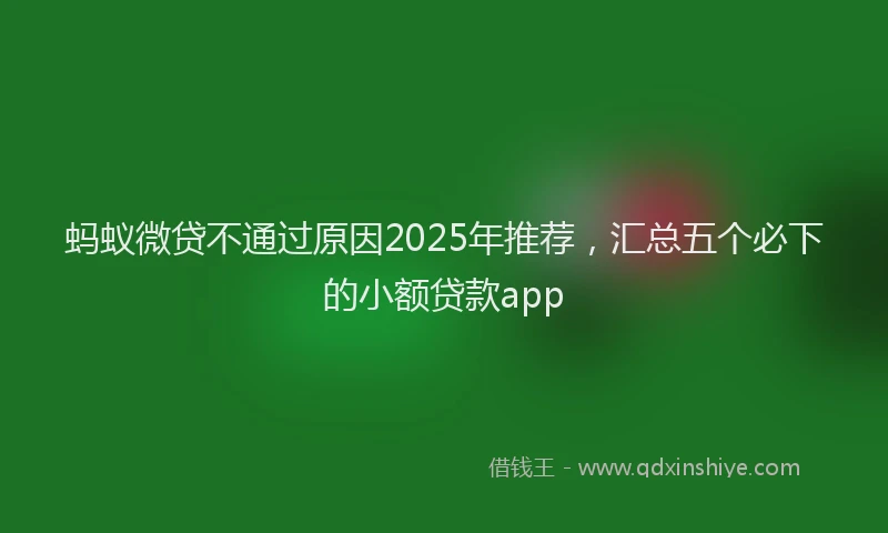 蚂蚁微贷不通过原因2025年推荐，汇总五个必下的小额贷款app
