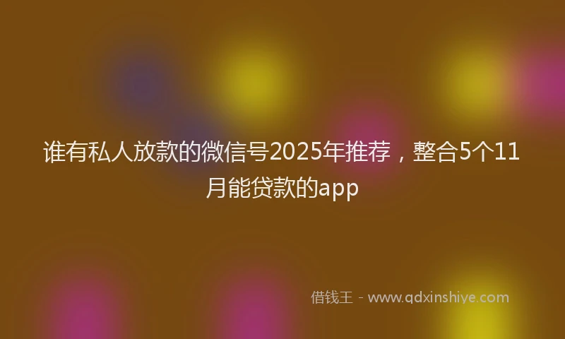谁有私人放款的微信号2025年推荐，整合5个11月能贷款的app