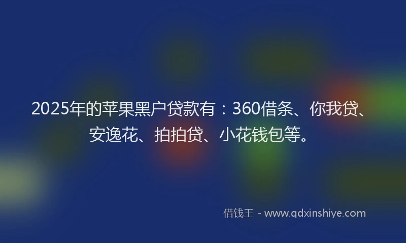 2025年的苹果黑户贷款有：360借条、你我贷、安逸花、拍拍贷、小花钱包等。