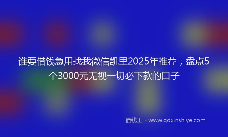 谁要借钱急用找我微信凯里2025年推荐，盘点5个3000元无视一切必下款的口子