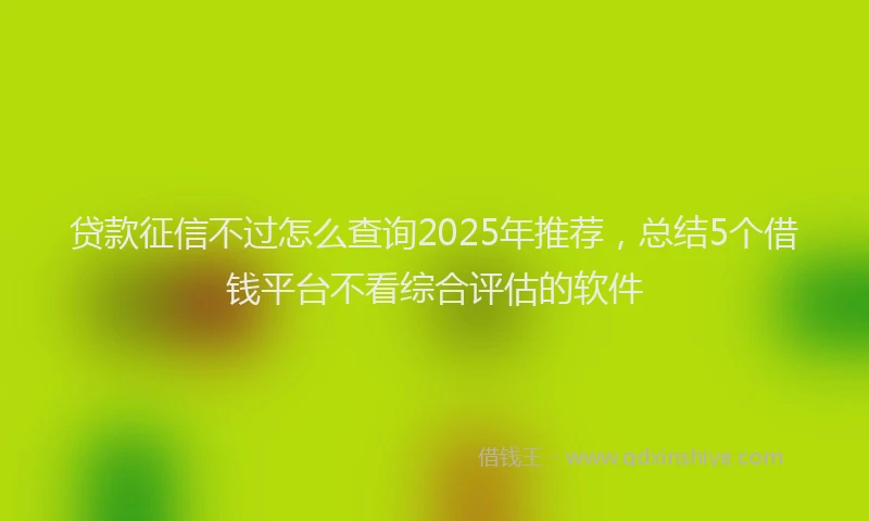 贷款征信不过怎么查询2025年推荐，总结5个借钱平台不看综合评估的软件