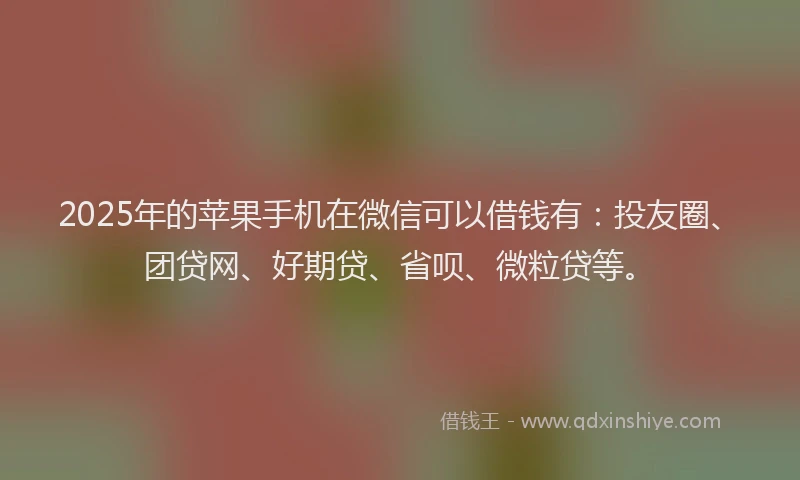 2025年的苹果手机在微信可以借钱有：投友圈、团贷网、好期贷、省呗、微粒贷等。