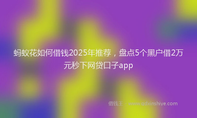 蚂蚁花如何借钱2025年推荐，盘点5个黑户借2万元秒下网贷口子app