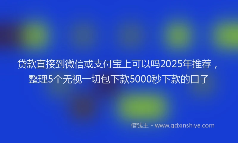 贷款直接到微信或支付宝上可以吗2025年推荐，整理5个无视一切包下款5000秒下款的口子