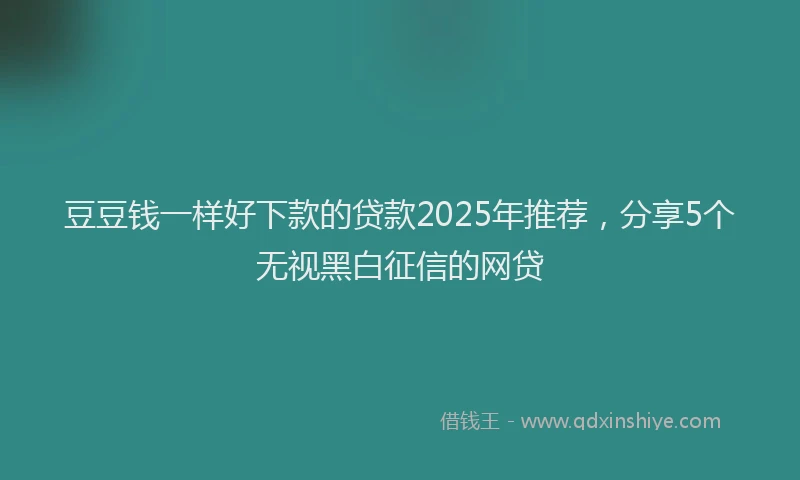 豆豆钱一样好下款的贷款2025年推荐，分享5个无视黑白征信的网贷