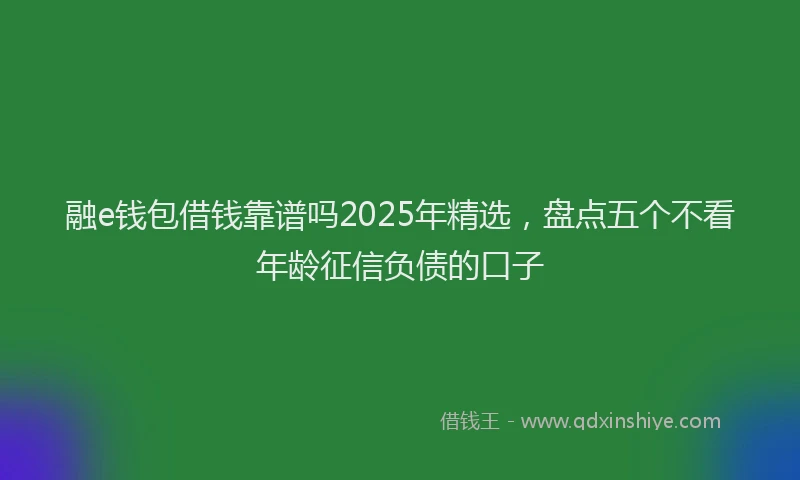 融e钱包借钱靠谱吗2025年精选，盘点五个不看年龄征信负债的口子