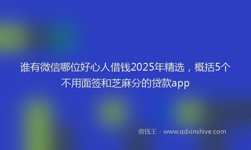 谁有微信哪位好心人借钱2025年精选，概括5个不用面签和芝麻分的贷款app