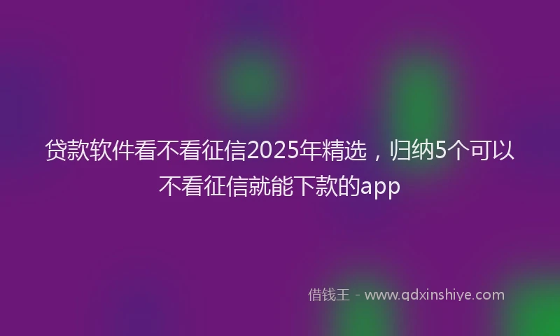 贷款软件看不看征信2025年精选，归纳5个可以不看征信就能下款的app