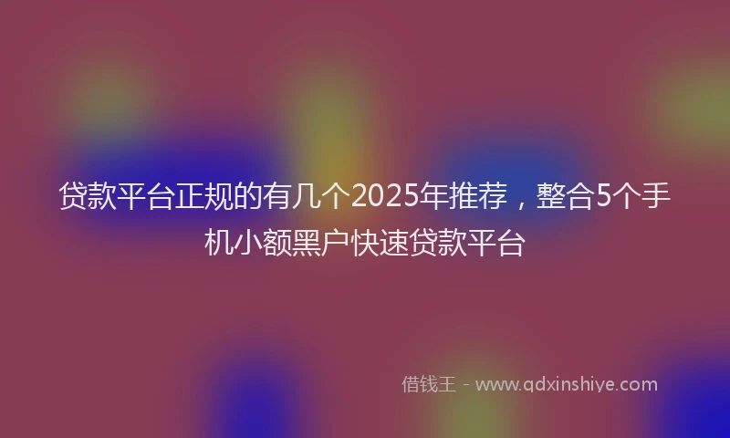 贷款平台正规的有几个2025年推荐，整合5个手机小额黑户快速贷款平台