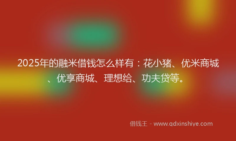 2025年的融米借钱怎么样有：花小猪、优米商城、优享商城、理想给、功夫贷等。