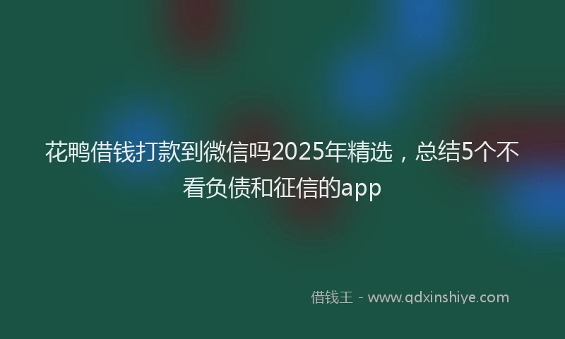 花鸭借钱打款到微信吗2025年精选，总结5个不看负债和征信的app