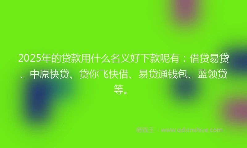 2025年的贷款用什么名义好下款呢有：借贷易贷、中原快贷、贷你飞快借、易贷通钱包、蓝领贷等。
