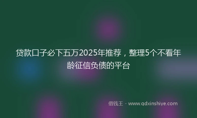 贷款口子必下五万2025年推荐，整理5个不看年龄征信负债的平台