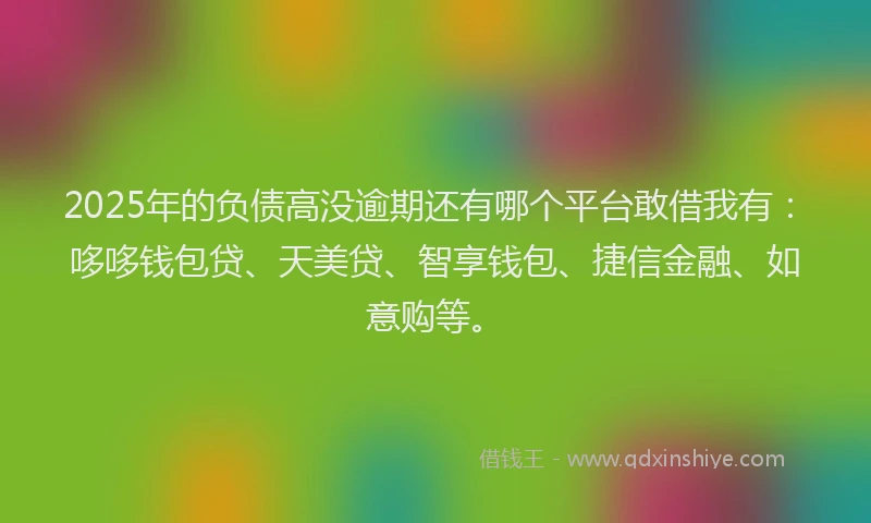 2025年的负债高没逾期还有哪个平台敢借我有：哆哆钱包贷、天美贷、智享钱包、捷信金融、如意购等。