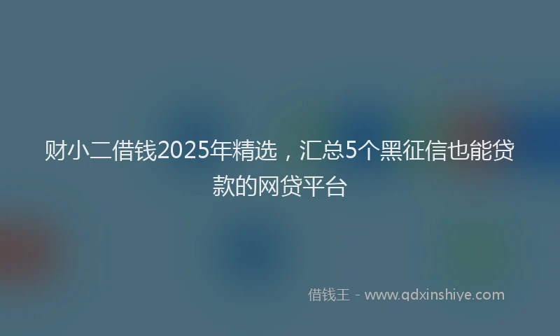 财小二借钱2025年精选，汇总5个黑征信也能贷款的网贷平台