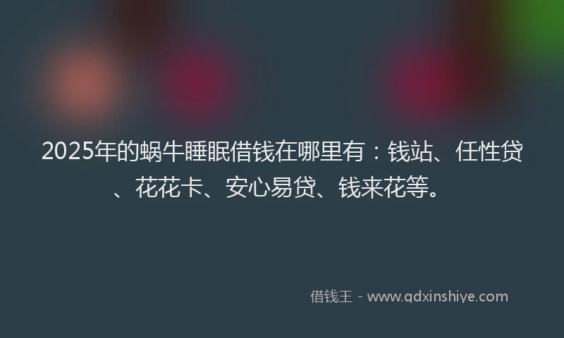 2025年的蜗牛睡眠借钱在哪里有：钱站、任性贷、花花卡、安心易贷、钱来花等。