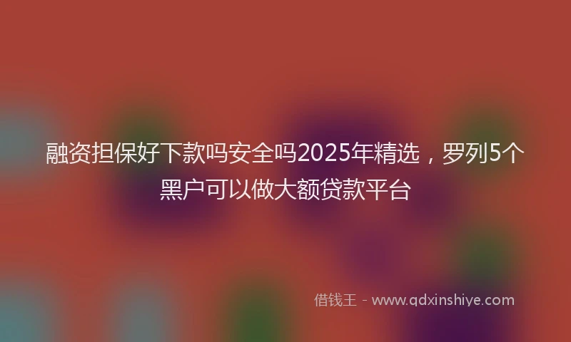 融资担保好下款吗安全吗2025年精选，罗列5个黑户可以做大额贷款平台