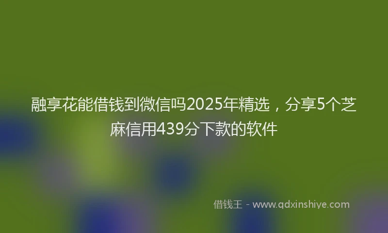 融享花能借钱到微信吗2025年精选，分享5个芝麻信用439分下款的软件