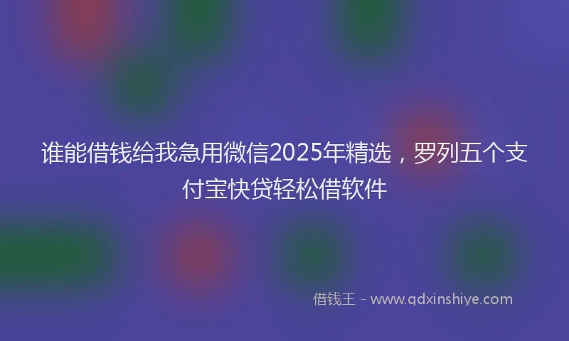 谁能借钱给我急用微信2025年精选，罗列五个支付宝快贷轻松借软件