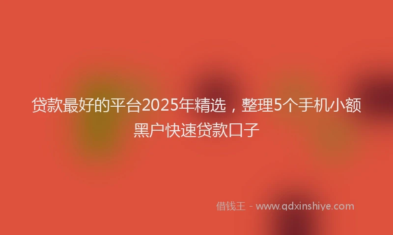 贷款最好的平台2025年精选，整理5个手机小额黑户快速贷款口子