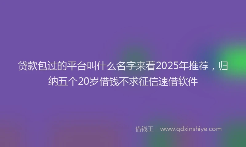 贷款包过的平台叫什么名字来着2025年推荐，归纳五个20岁借钱不求征信速借软件