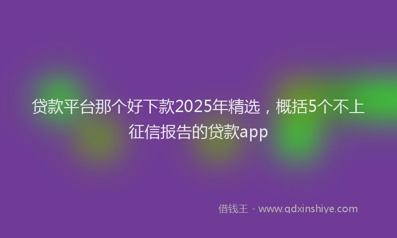 贷款平台那个好下款2025年精选，概括5个不上征信报告的贷款app