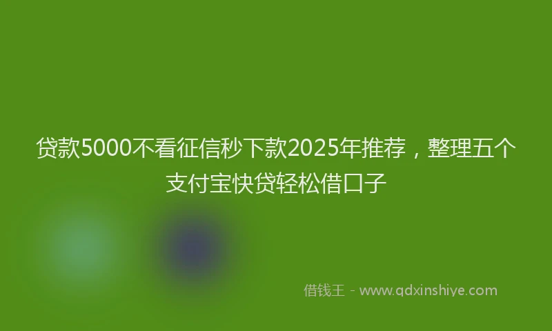 贷款5000不看征信秒下款2025年推荐，整理五个支付宝快贷轻松借口子