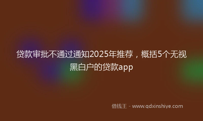 贷款审批不通过通知2025年推荐，概括5个无视黑白户的贷款app