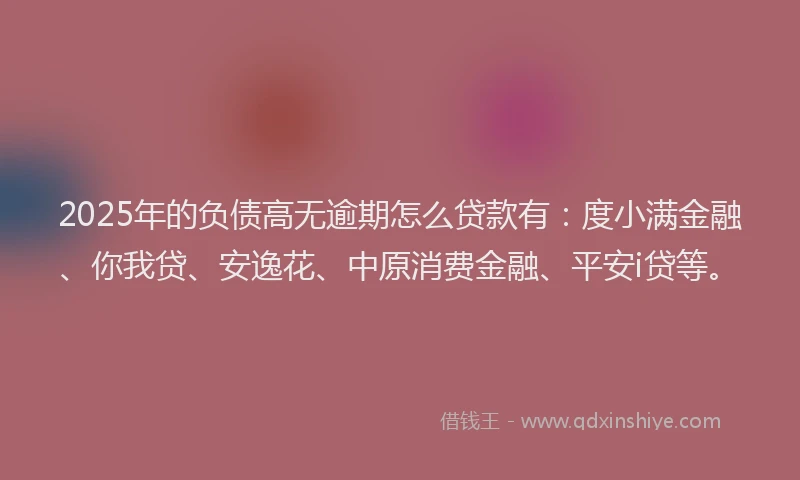 2025年的负债高无逾期怎么贷款有：度小满金融、你我贷、安逸花、中原消费金融、平安i贷等。