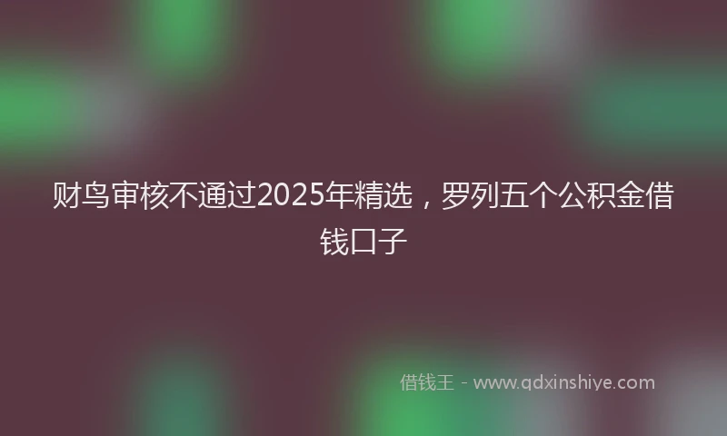财鸟审核不通过2025年精选，罗列五个公积金借钱口子