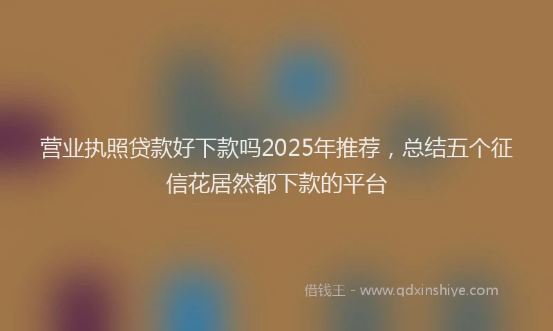 营业执照贷款好下款吗2025年推荐，总结五个征信花居然都下款的平台