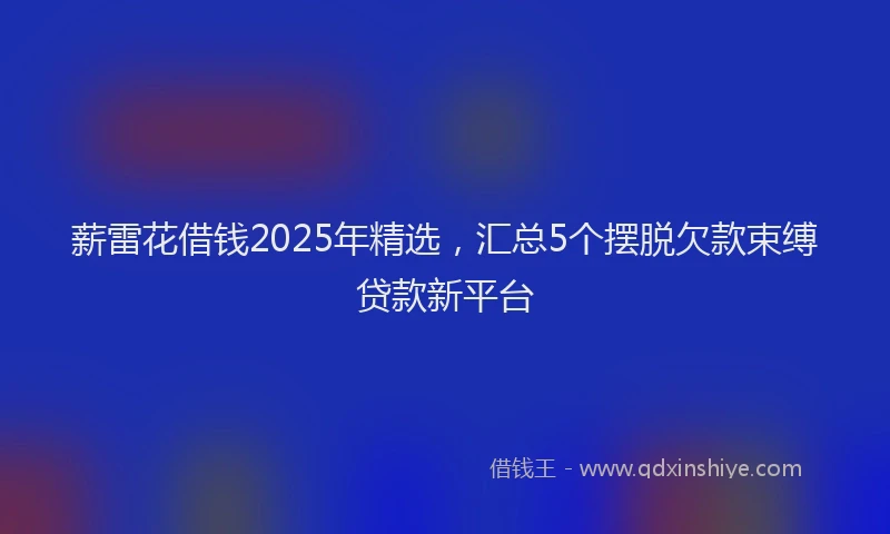 薪雷花借钱2025年精选，汇总5个摆脱欠款束缚贷款新平台