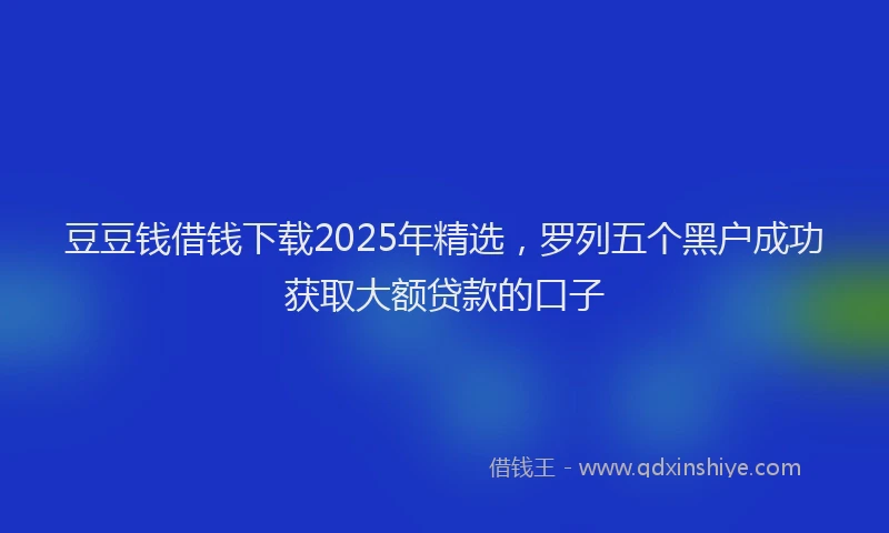 豆豆钱借钱下载2025年精选，罗列五个黑户成功获取大额贷款的口子