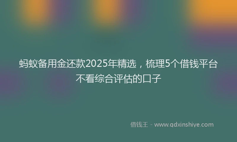 蚂蚁备用金还款2025年精选，梳理5个借钱平台不看综合评估的口子