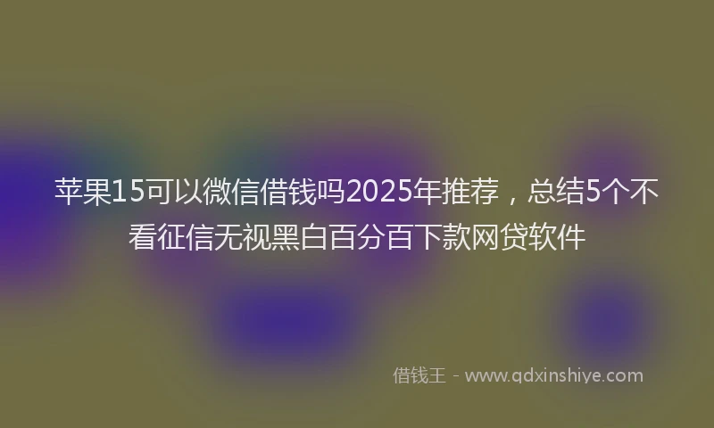 苹果15可以微信借钱吗2025年推荐，总结5个不看征信无视黑白百分百下款网贷软件