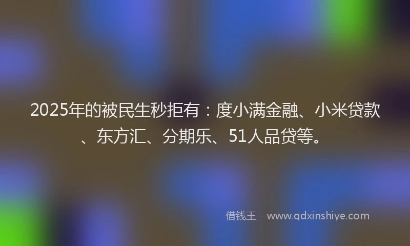 2025年的被民生秒拒有：度小满金融、小米贷款、东方汇、分期乐、51人品贷等。