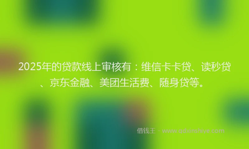 2025年的贷款线上审核有：维信卡卡贷、读秒贷、京东金融、美团生活费、随身贷等。