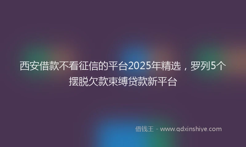 西安借款不看征信的平台2025年精选，罗列5个摆脱欠款束缚贷款新平台