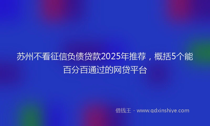 苏州不看征信负债贷款2025年推荐，概括5个能百分百通过的网贷平台