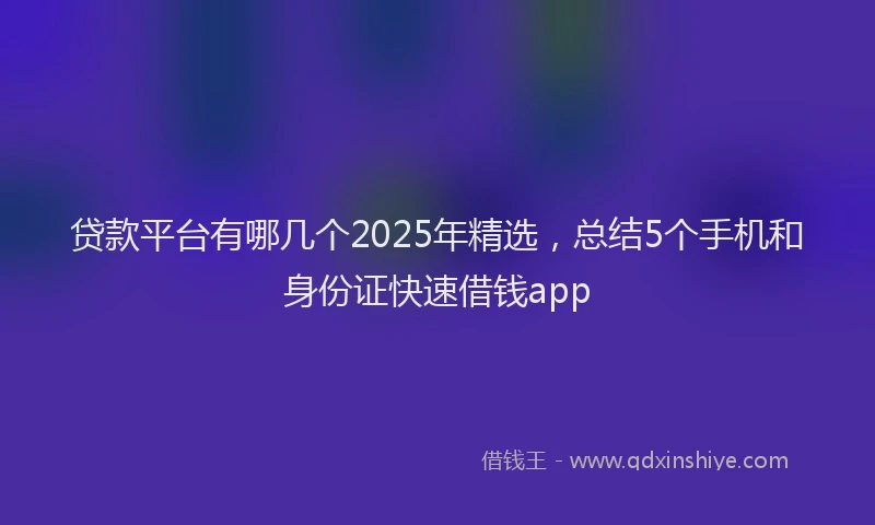 贷款平台有哪几个2025年精选，总结5个手机和身份证快速借钱app