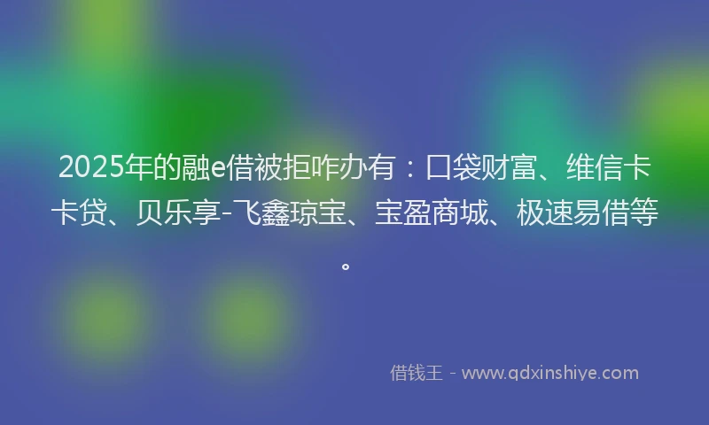 2025年的融e借被拒咋办有：口袋财富、维信卡卡贷、贝乐享-飞鑫琼宝、宝盈商城、极速易借等。