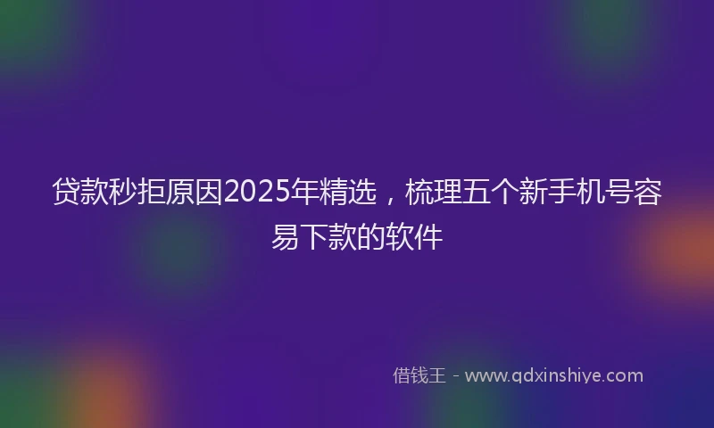 贷款秒拒原因2025年精选，梳理五个新手机号容易下款的软件